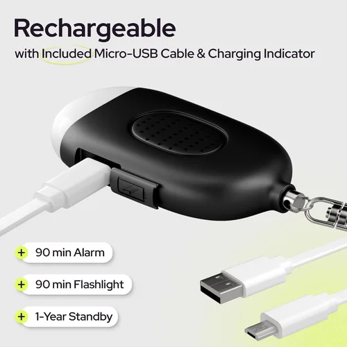 Miniatura 4 de Weten Llavero de alarma personal recargable, sirena de 130 dB y luz LED, elegante alerta de seguridad personal para que las mujeres lo lleven