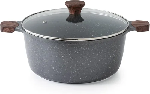 Miniatura 15 de SENSARTE Olla de cerámica antiadherente con tapa, olla de cocción de inducción de 4.5 cuartos de galón con tapa de vidrio templado, olla