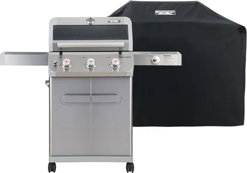 Miniatura 15 de Monument Grills Barbacoa al aire libre de acero inoxidable de 3 quemadores de gas propano, parrilla de patio o jardín de 48,000 BTU con quemador