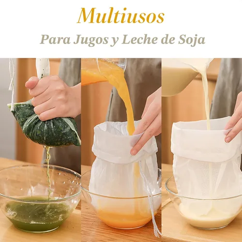 Miniatura 6 de Bolsa de filtro reutilizable de malla fina, filtro de nailon multiusos para preparación de leche de nuez y extracción de jugo, bolsa de filtración