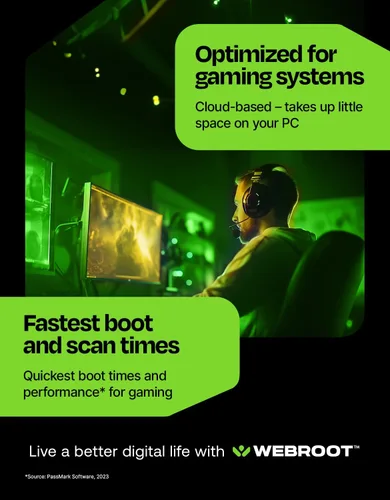 Miniatura 4 de Webroot Antivirus for PC Gamers 2026 1 Device 1 Year Download + System Performance Optimizer