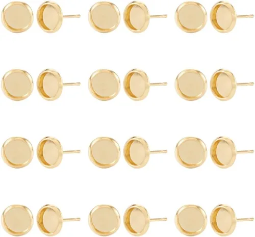 Miniatura 19 de Craftdady 400 aretes de acero inoxidable de 0.15 a 0.55 pulgadas, 8 tamaños, almohadillas planas, redondas, en blanco, para hacer joyas Almohadilla