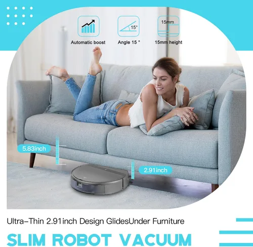 Miniatura 6 de Kilgone Robot aspirador y trapeador, control de aplicación/Alexa para pelo de mascotas, suelo duro, alfombra, limpieza personalizada