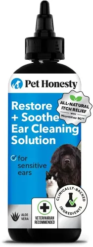 Limpiador de oídos para restaurar y calmar para perros y gatos – Solución suave de limpieza de oídos para perros con Aloe Vera – Calma el picor, la