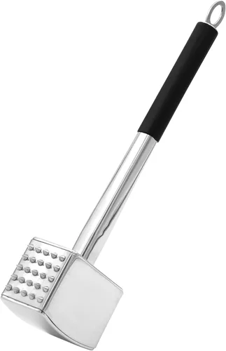 Miniatura 13 de Mazo de martillo ablandador de carne con mango de goma de agarre cómodo, golpeador de carne de doble cara para ablandar carne, carne de res, pollo