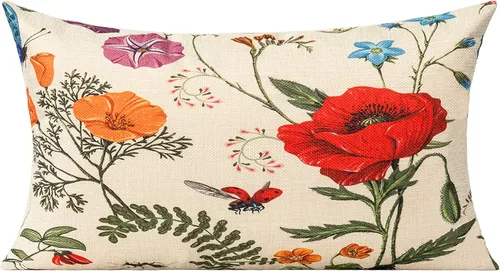 Miniatura 3 de All Smiles Juego de 2 fundas de almohada lumbares de 12 x 20 pulgadas, para exteriores, verano, primavera, jardín, flores, decoración de granja