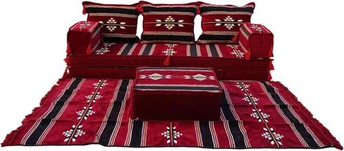 Miniatura 12 de Sofá de piso modular hecho a mano arabicsofa – Asiento oriental Majlis con cojines de respaldo