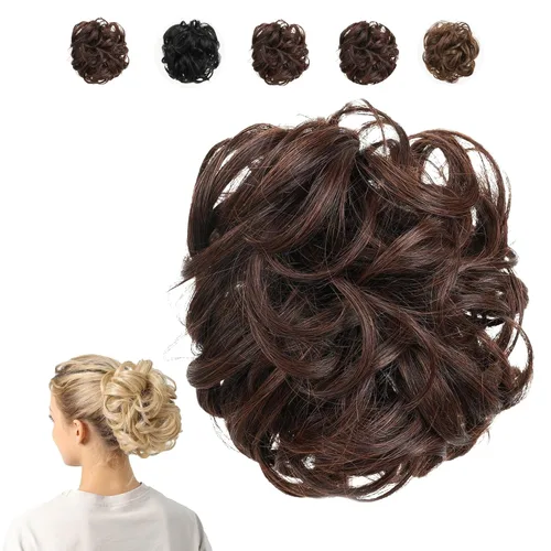 Miniatura 13 de Juvabun Moño desordenado con clip de garra, rubio playa, piezas de cabello para mujer, extensiones onduladas y rizadas en moño, extensión de cabello