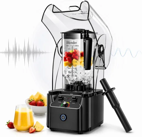 Miniatura 2 de WantJoin - Licuadora comercial profesional con carcasa reductora de ruido, de 2200 W, de potencia industrial fuerte y silenciosa, grado profesional