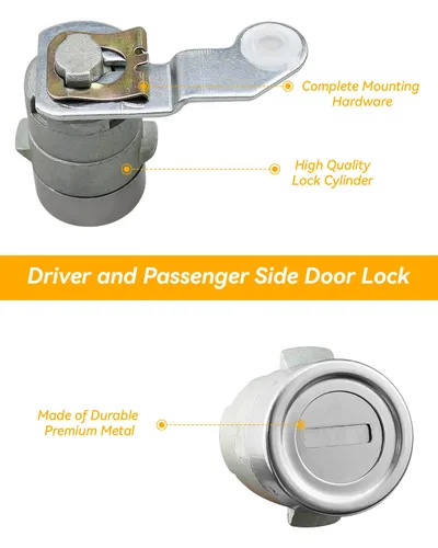 Miniatura 4 de 2 cerraduras para puerta del conductor y del pasajero, cilindro de cerradura de puerta con llave para Cadillac Escalade/Chevrolet Silverado Suburban