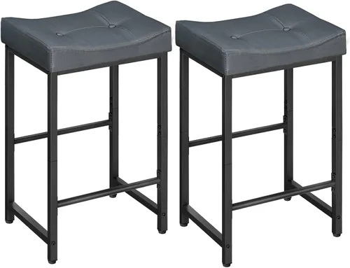Miniatura 11 de HOOBRO Taburetes de Bar, Taburetes de Silla de Montar de 25.4", Taburetes con Tapicería de PU, Taburetes de Altura de Mostrador con Reposapiés