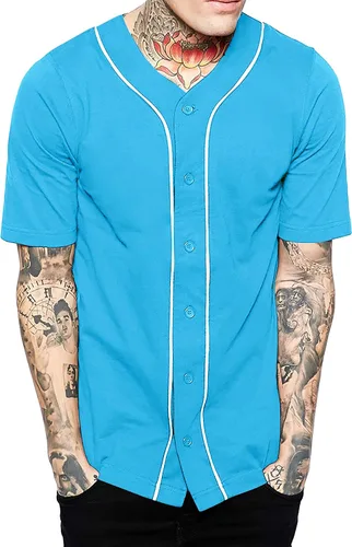 Miniatura 24 de Hat and Beyond camiseta de béisbol para hombre con botones hipster hip hop