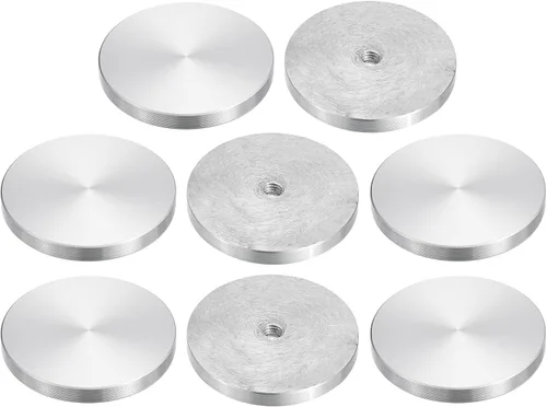 Miniatura 32 de uxcell M6 Rosca 0.787 in de diámetro de forma redonda de aluminio disco hardware 1pcs, aluminio círculo disco vidrio adaptador superior para mesa