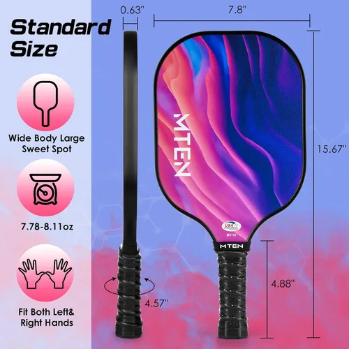 Miniatura 5 de Paletas de pickleball, juego de 4 palas de pickleball, juego de fibra de vidrio aprobado por USAPA, 4 paletas, 4 bolas para exteriores, 1 bolsa