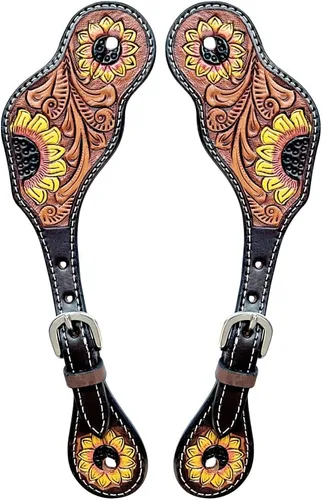 Correas de espuelas de cuero para adultos, estilo western, para mujeres, para equitación, carreras de barril, espectáculos y rodeo, correas para
