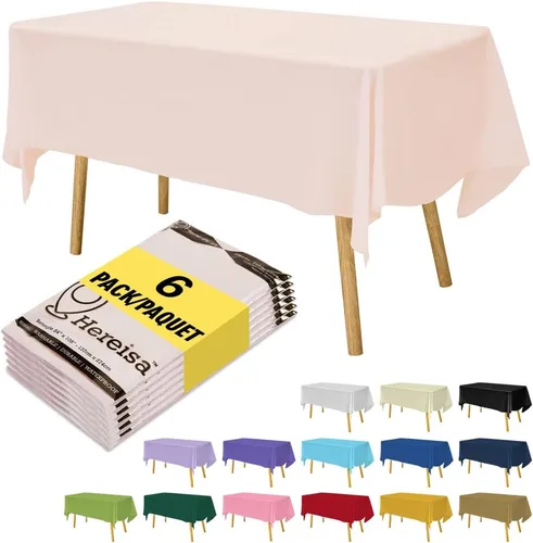 Miniatura 137 de Paquete de 3 manteles de plástico desechables de 54 x 108 pulgadas, manteles de color blanco hueso, manteles de fiesta nupcial para fiestas
