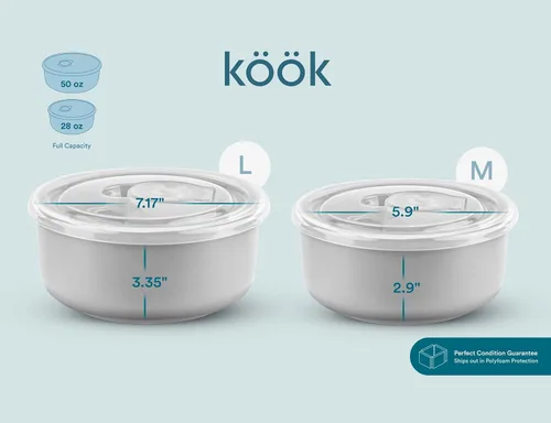 Miniatura 6 de KooK Cuencos de cerámica para mezclar, juego de 4, cuencos de cocina, preparación, servir, regalo, aptos para microondas y lavavajillas, 10/16/29/47