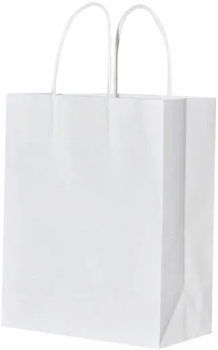 Miniatura 7 de bagmad Paquete de 100 bolsas de papel kraft blancas resistentes con asas a granel, bolsas de regalo de 5.25 x 3.25 x 8 pulgadas, para manualidades
