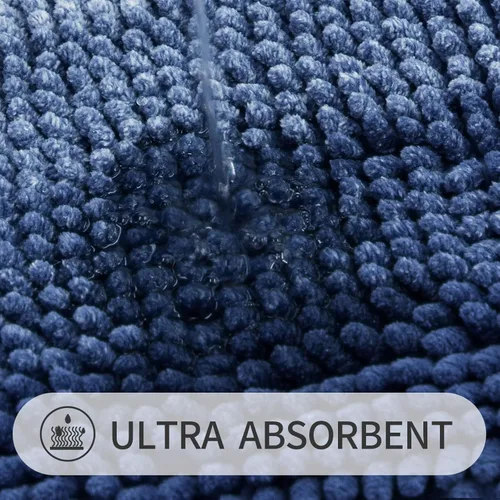 Miniatura 4 de Gibelle Alfombras Azules para Baño, Alfombra de Baño de Chenilla de Lujo, Alfombra Pequeña Antideslizante para Ducha y Alfombras para el Suelo