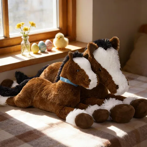 Miniatura 3 de MaoGoLan Peluche de caballo grande para niño, juguete de peluche de caballo grande para niña, poni montable de peluche para niños, almohada