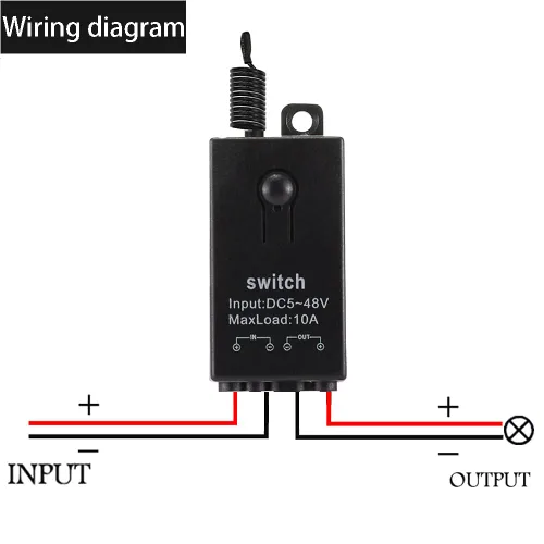 Miniatura 2 de Interruptor de control remoto de 12 V, mini interruptores inalámbricos de 2 vías, relé CC de 12 V/24 V/48 V/10 A con alcance largo de 328 pies