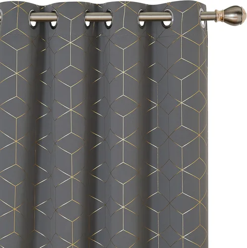 Miniatura 21 de Deconovo Cortinas Opacas, Aislamiento Térmico y Reducción de Ruido, Estampado de Lámina de Diamante – Ojales en la Parte Superior, 2 Paneles, Azul