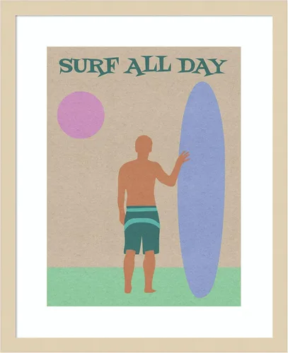 Amanti Art Framed Wall Art Print 21x17 Surfing I by Regina Moore, Beach Wall Art, Vintage Decor, Small Poster Painting Artwork for Living Room,