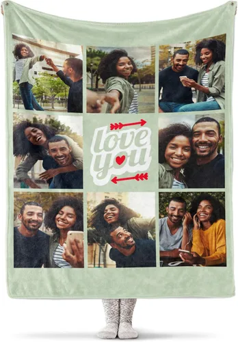 Miniatura 4 de Se envía al día siguiente, manta de fotos personalizada para un ser querido o alguien importante, impresa en Estados Unidos, manta de fotos 8 fotos