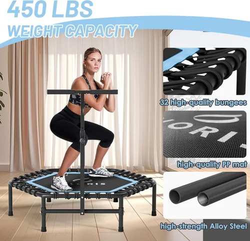 Miniatura 3 de CLORIS 45'' Rebounder Trampoline for Adults - Max Load 450lbs, Trampoline with Adjustable Foam Handle Indoor/Outdoor Fitness Body Exercise