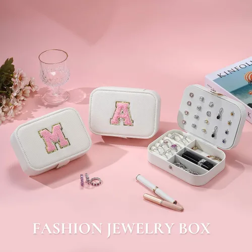 Miniatura 6 de Parima Joyero de viaje para mujeres y niñas, organizador de joyas, caja de joyería mediana, estuche de viaje para almacenamiento y organizador