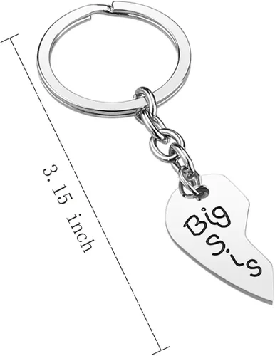 Miniatura 2 de Regalo de cumpleaños para mamá de hija 3 piezas de acero inoxidable para madre Big Sis Little Sis llavero regalo para el día de la madre