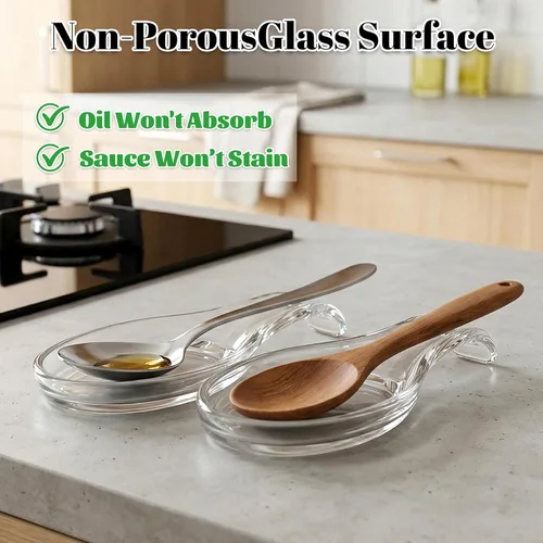 Miniatura 7 de Soporte grande para cuchara transparente, soporte para cuchara de vidrio de 10 pulgadas, soporte para cuchara de cristal de cristal, soporte