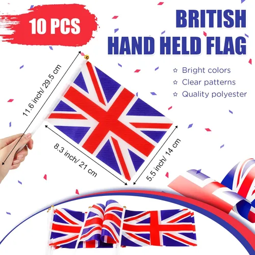 Miniatura 4 de Lenwen 54 banderines británicos del 4 de julio, banderines de bandera británica, globos de látex rojos, blancos y azules con globos de confeti