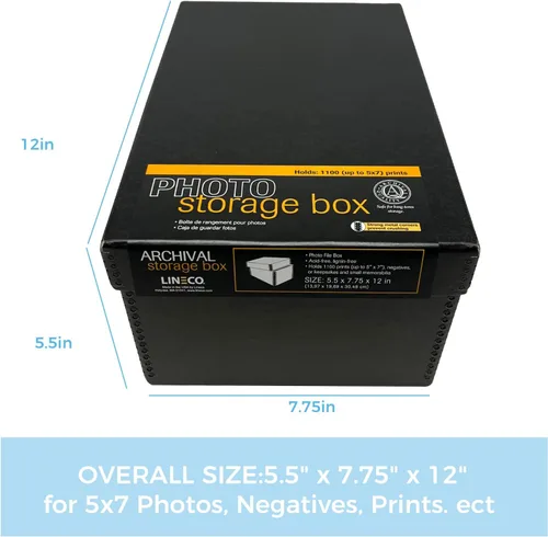 Miniatura 2 de Lineco Caja de almacenamiento de fotos de archivo, con capacidad para hasta 1100 imágenes de 5 x 7, contenedor de fotografías de 4 x 6 con tapa