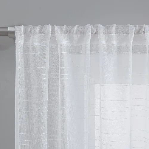 Miniatura 2 de Laura Ashley Cortinas traslúcidas blancas con bolsillo para barra, cada panel mide 38 pulgadas de ancho x 84 pulgadas de largo, Lehman, 4 paneles