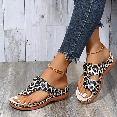 Miniatura 33 de Ladmiple Sandalias ortopédicas florales de moda 2023 con soporte de arco, zapatillas romanas casuales con puntera abierta