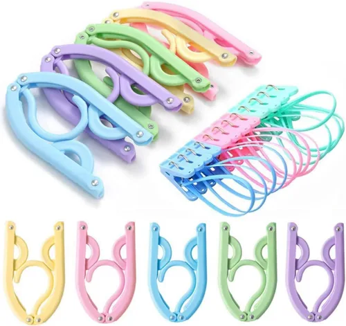 20 perchas de viaje con 12 clips, accesorios de viaje portátiles, perchas plegables para ropa, tendedero plegable para ropa de viaje, esenciales