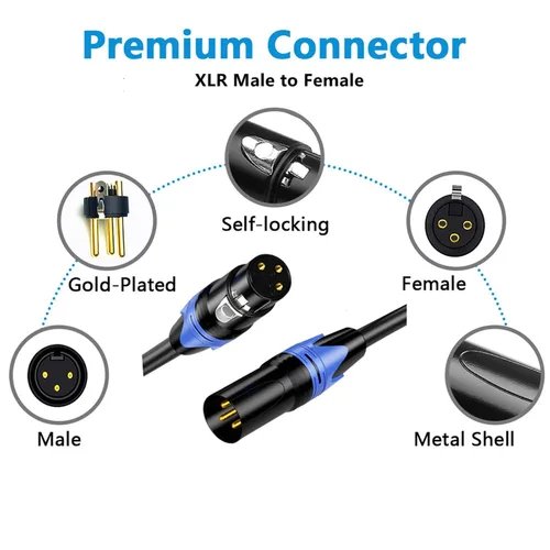 Miniatura 3 de XLR Cables 3 pies, paquete de 4 unidades, cable de micrófono XLR macho a hembra, cable de micrófono de 3 pines chapado en oro cable de altavoz OFC