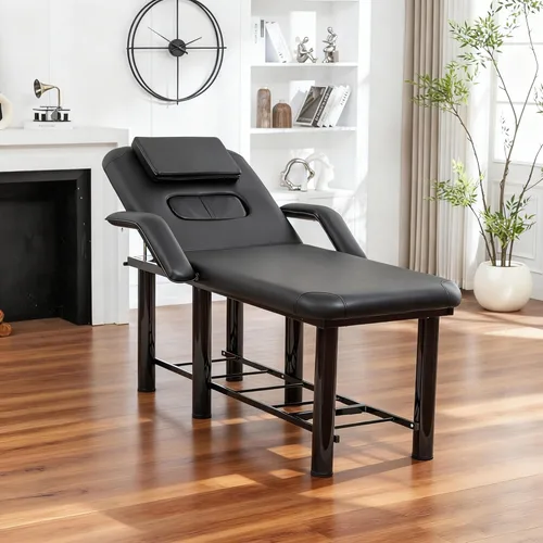 Miniatura 14 de Hohuqeri Cama de masaje profesional de 73 pulgadas, mesa de tratamiento con reposacabezas extraíble, mesa de terapia física estacionaria de piel