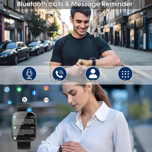 Miniatura 2 de Reloj inteligente para hombres y mujeres (respuesta/hacer llamadas), reloj de fitness con pantalla táctil HD de 1.95 pulgadas con monitor