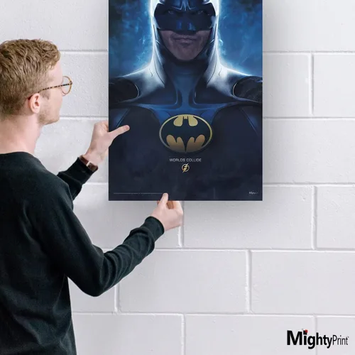 Miniatura 2 de MIGHTYPRINT DC Comics - The Flash - Michael Keaton Batman Worlds Collide - Arte de pared duradero de 17 x 24 pulgadas, no hecho de papel