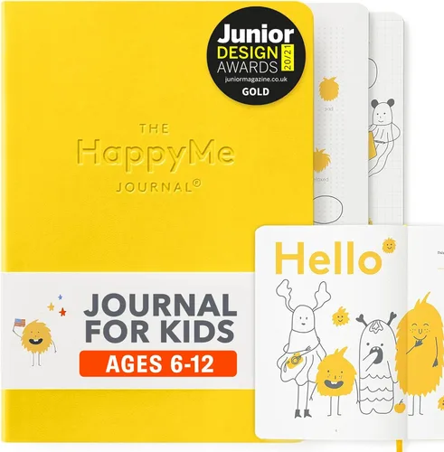 HappyMe - Diario de gratitud para niños con indicaciones diarias, cuaderno de escritura para expresar pensamientos y sentimientos, mentalidad de