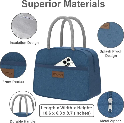 Miniatura 5 de JBGOYON® Juego de lonchera Bento azul, 3 recipientes apilables para adultos y niños, incluye bolsa de almuerzo, a prueba de fugas y sin BPA, juego