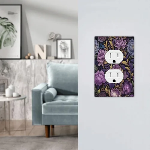 Miniatura 298 de Decorative Outlet Covers Blue Background White Cat Daisy Floral 2-Gang 1-Gang Wall Plate Single Toggle/Rocker Farmhouse Style Light Switch Covers