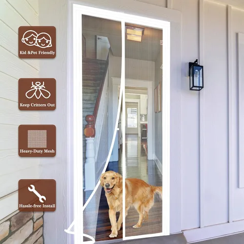 Miniatura 7 de Yotache - Puerta magnética ajustable con pantalla para puertas de 29"-33" de ancho y 79"-81" de altura, malla de poliéster reforzada con tira