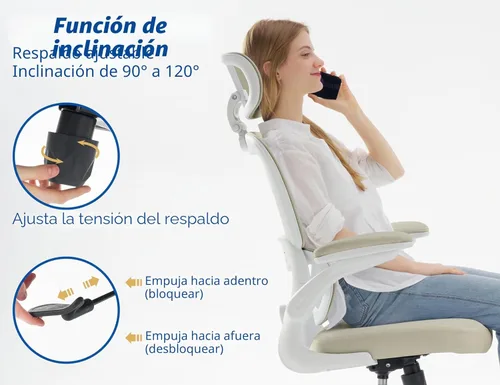 Miniatura 7 de TRALT Silla Ergonómica de Oficina - Silla de Escritorio con Reposacabezas Ajustable Soporte Lumbar Silla de Computadora - Silla Cómoda de Malla