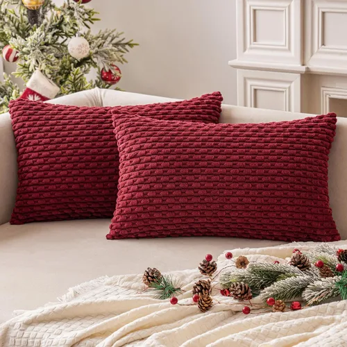 Miniatura 16 de MIULEE - Paquete de 2 fundas de cojín decorativas, modernas y boho, de terciopelo, con textura a rayas, para sofá, cama, sala de estar, decoración