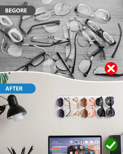 Miniatura 2 de Organizador de lentes de sol, paquete de 2 organizadores acrílicos para lentes de sol, soporte de exhibición de anteojos montado en la pared, Negro