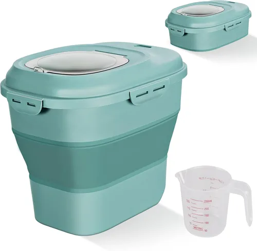 Recipientes de almacenamiento de alimentos de arroz de cereales, contenedor dispensador plegable de 20 a 50 libras con rueda rodante, tapa de