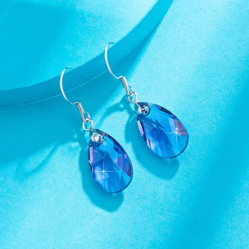 Miniatura 78 de Aretes colgantes de cristal austriaco con forma de lágrima para mujer, joyería hipoalergénica de plata de ley 925
